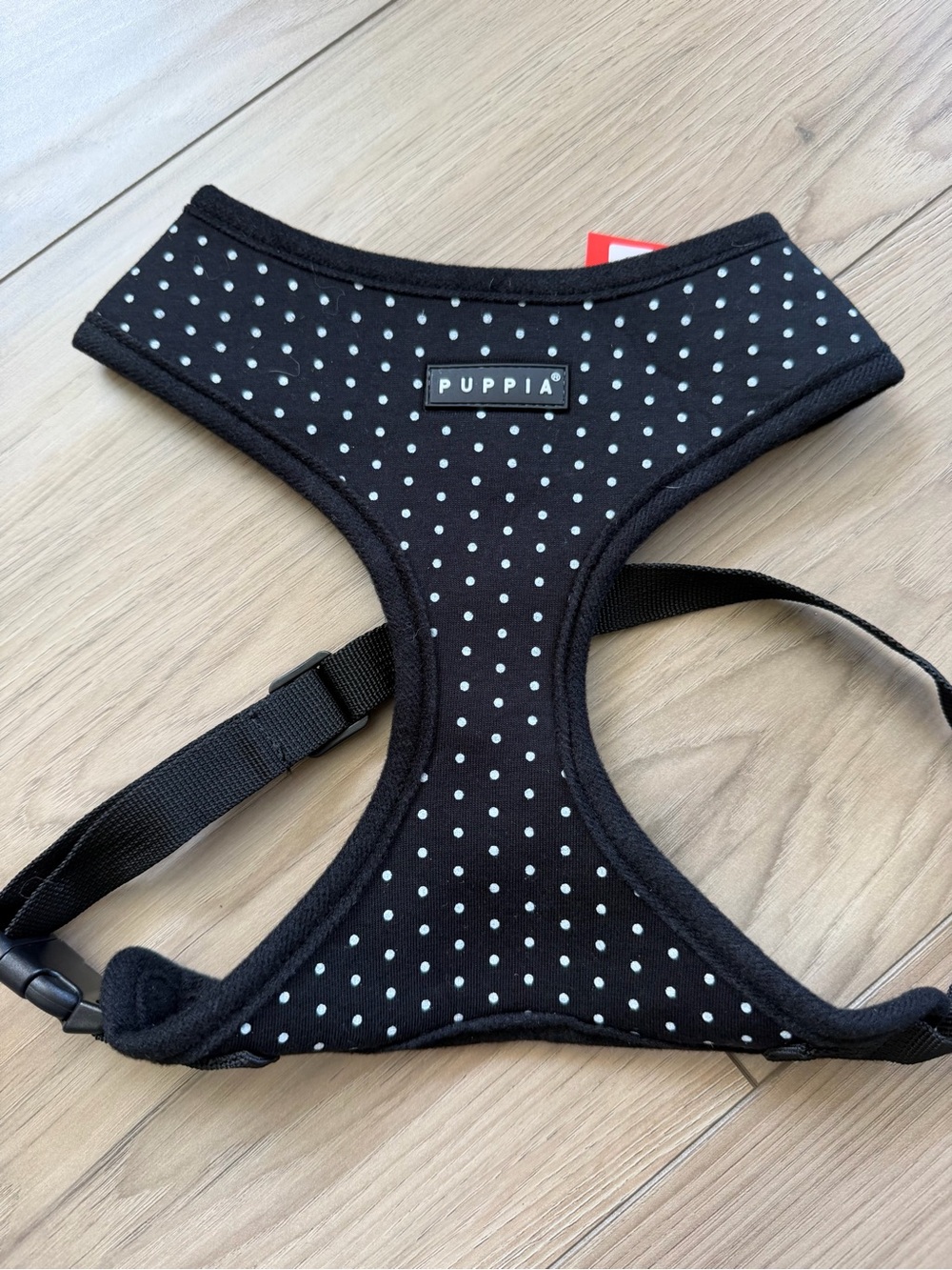 NWT Puppia Polka Dot Black Dotty Soft Dog Harness Sz Large Adjustable Step In